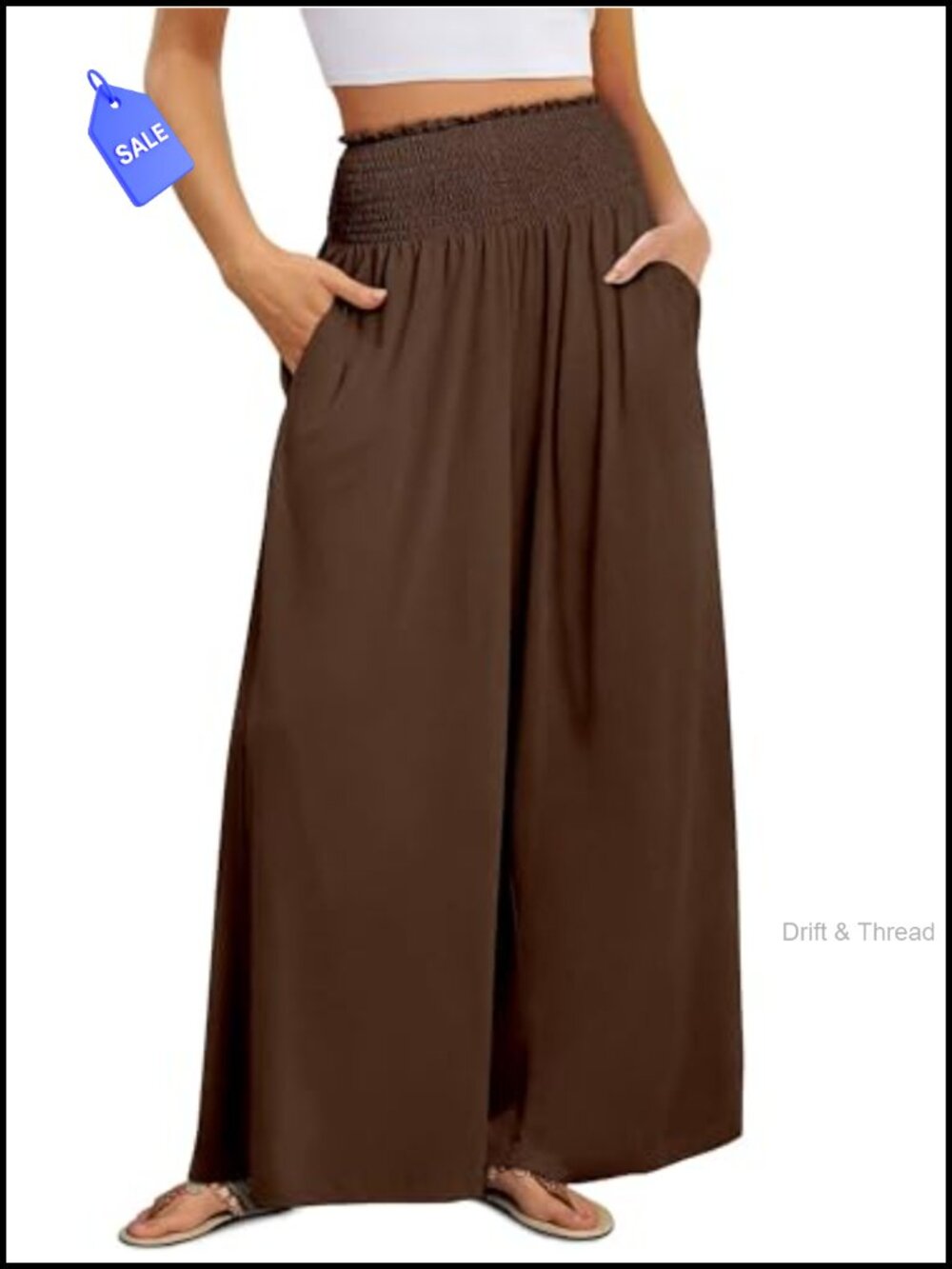 KISSMODA Womens Palazzo Pants Wide Leg High Smocked Waist Beach Trousers